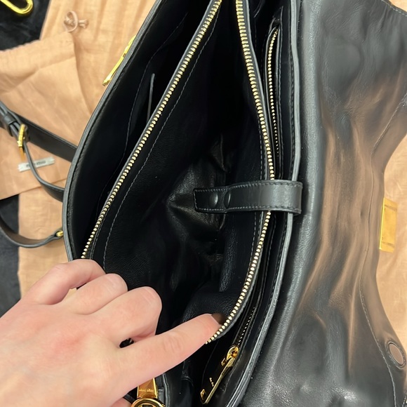 miu miu vitello soft top handle bag in black with crossbody strap - Picture 8 of 10